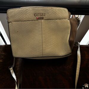 Guess Textured Cream and Brown Crossbody Bag